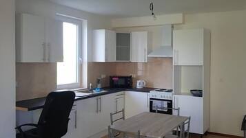 Economy Apartment, Balcony | Private kitchen | Fridge, microwave, stovetop, electric kettle