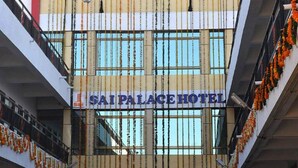 The Saipalace Hotel facade with multiple balconies and a central entrance. - Hotel Sai Palace (Bhinmal)