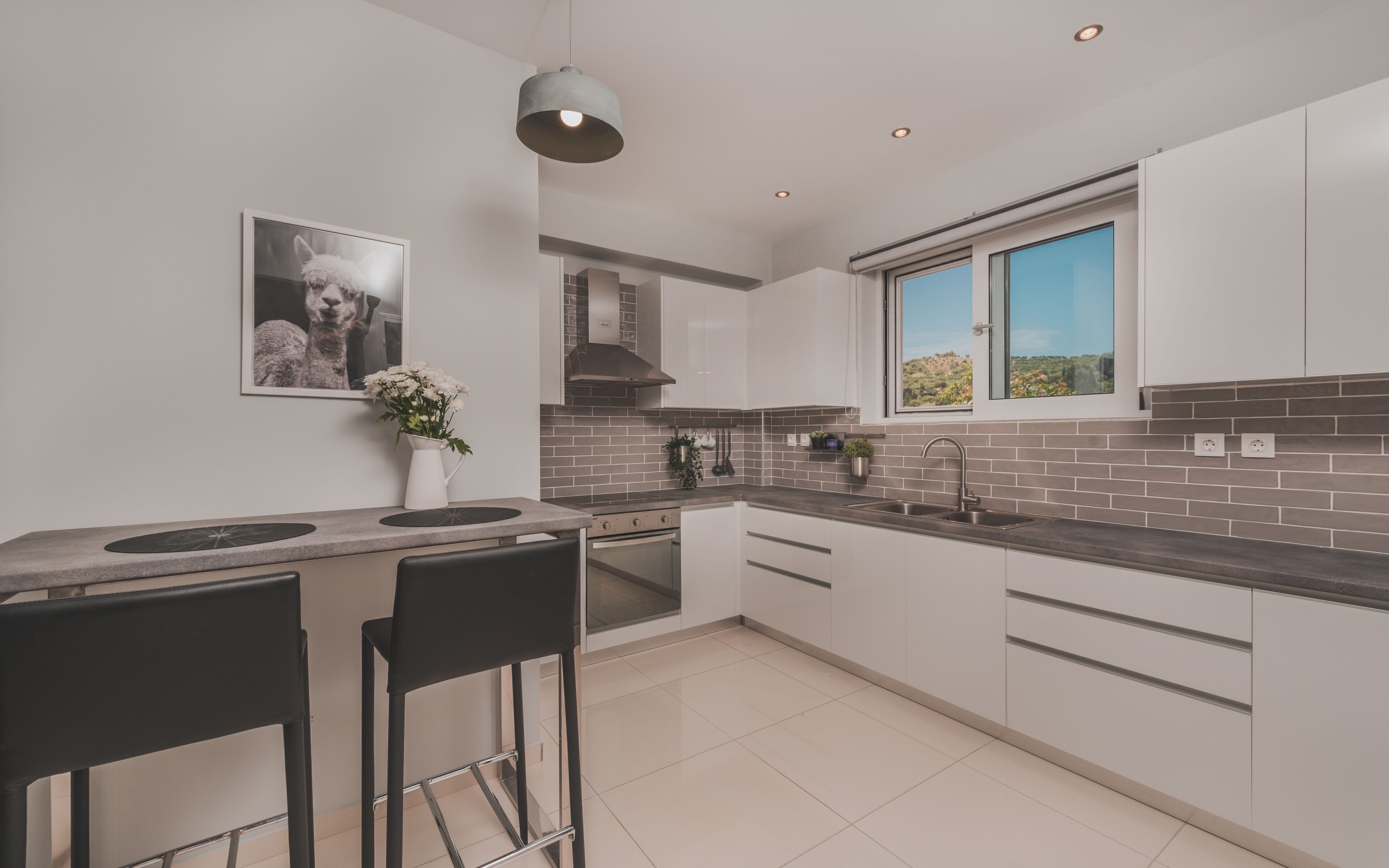 Frigorífico, microondas, horno y placa de cocina