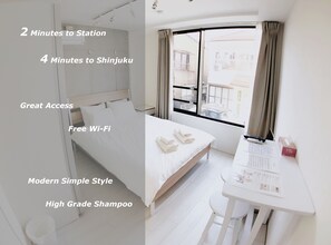 1 soverom, skrivebord, strykejern/-brett og wi-fi (inkludert)