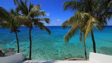 On the beach, beach umbrellas