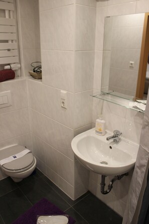 Comfort Apartment | Bathroom | Shower, free toiletries, hair dryer, towels
