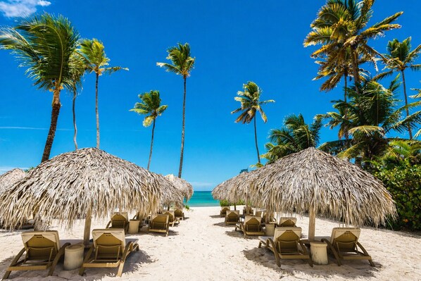 Sun-loungers, beach towels