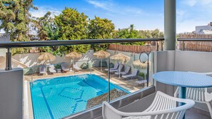 Double Room, Pool View | Minibar, blackout drapes, soundproofing, iron/ironing board - Sunshine Boutique Hotel (Hersonissos)
