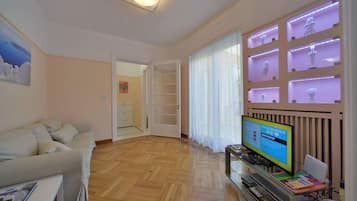 Smart TV, DVD player, books