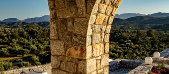 Stone villa with seasonal swimming pool.
