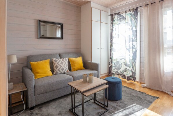 Classic-huoneisto, 1 makuuhuone, tupakointi kielletty, sauna | Oleskelualue | Televisio