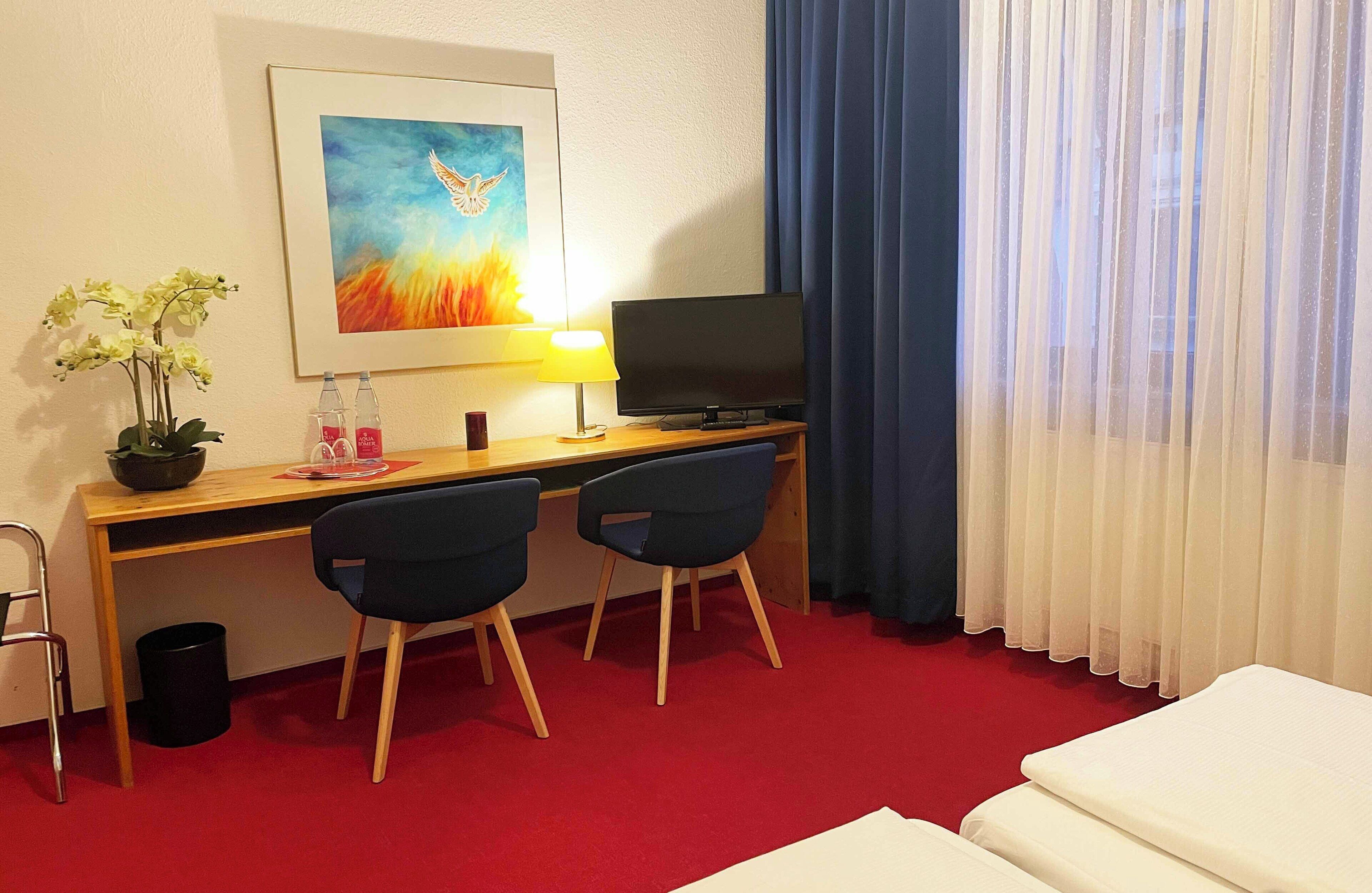 double room | in-room safe, desk, blackout curtains, iron/ironing board