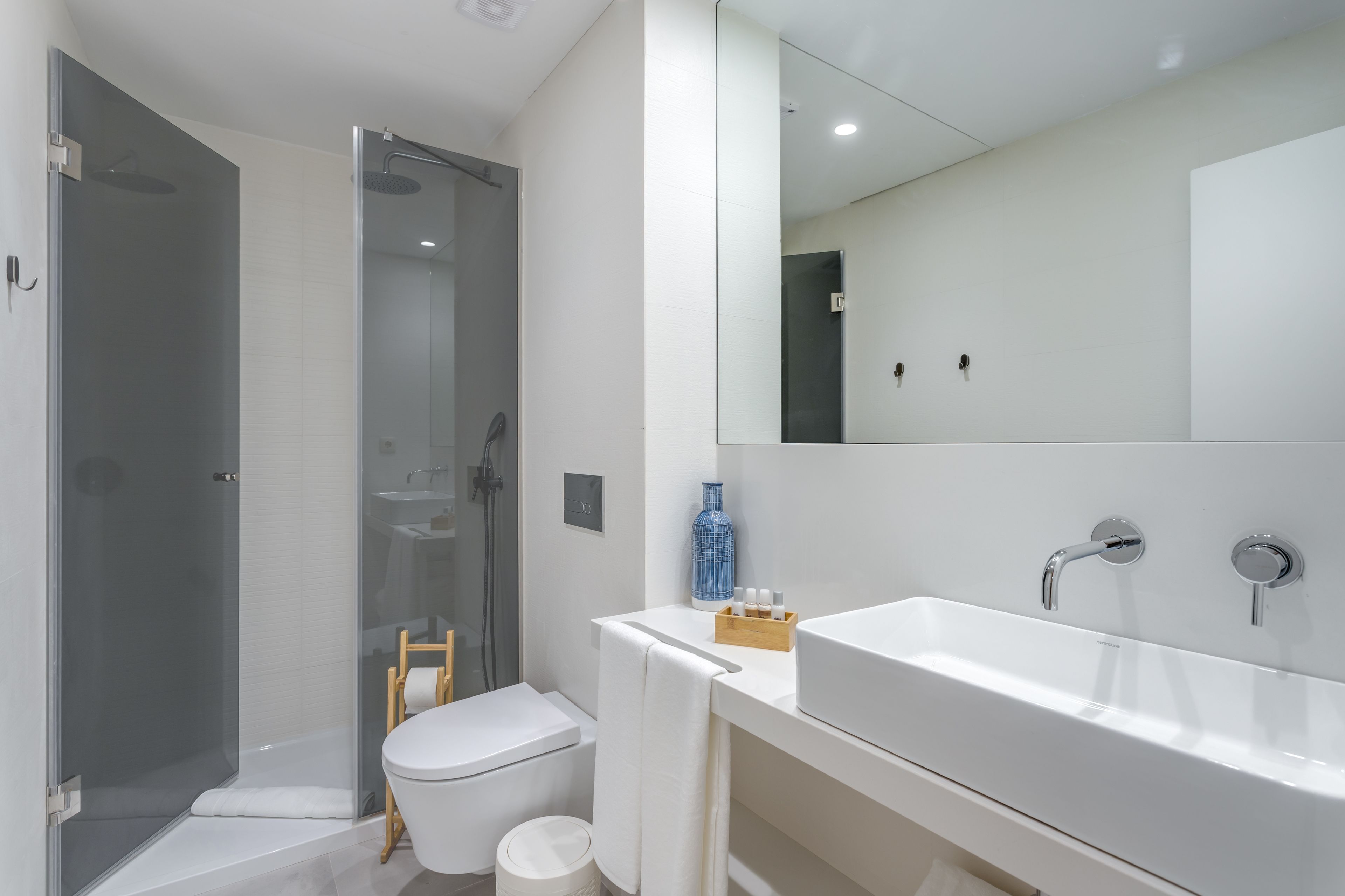 shower, rainfall showerhead, free toiletries, hair dryer