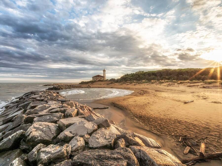 Private beach, white sand, sun loungers, beach umbrellas