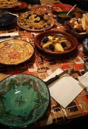 Breakfast, lunch, dinner served; Moroccan cuisine 