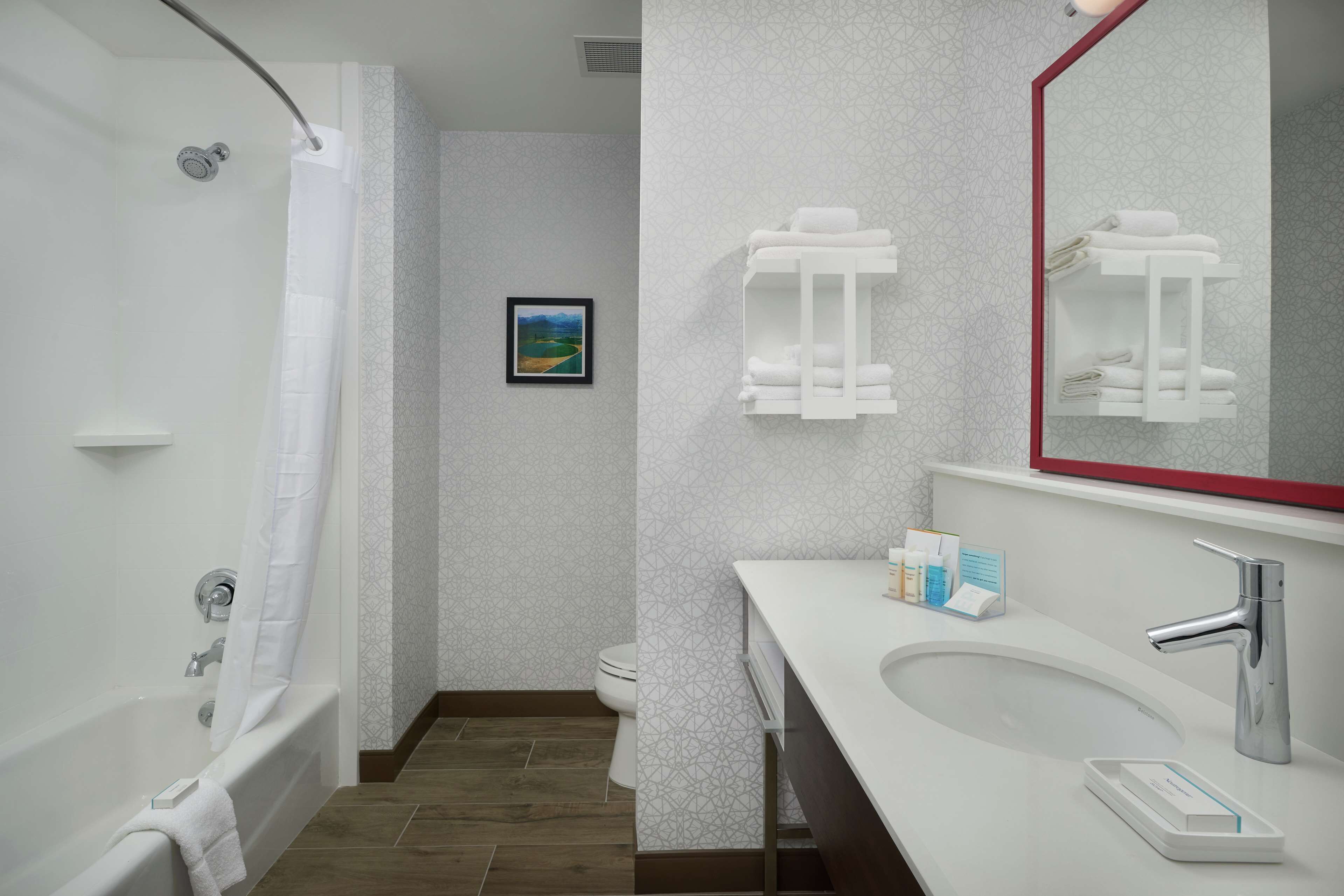 room, 2 queen beds, accessible (hearing) | bathroom | combined shower/bathtub, hydromassage showerhead, towels