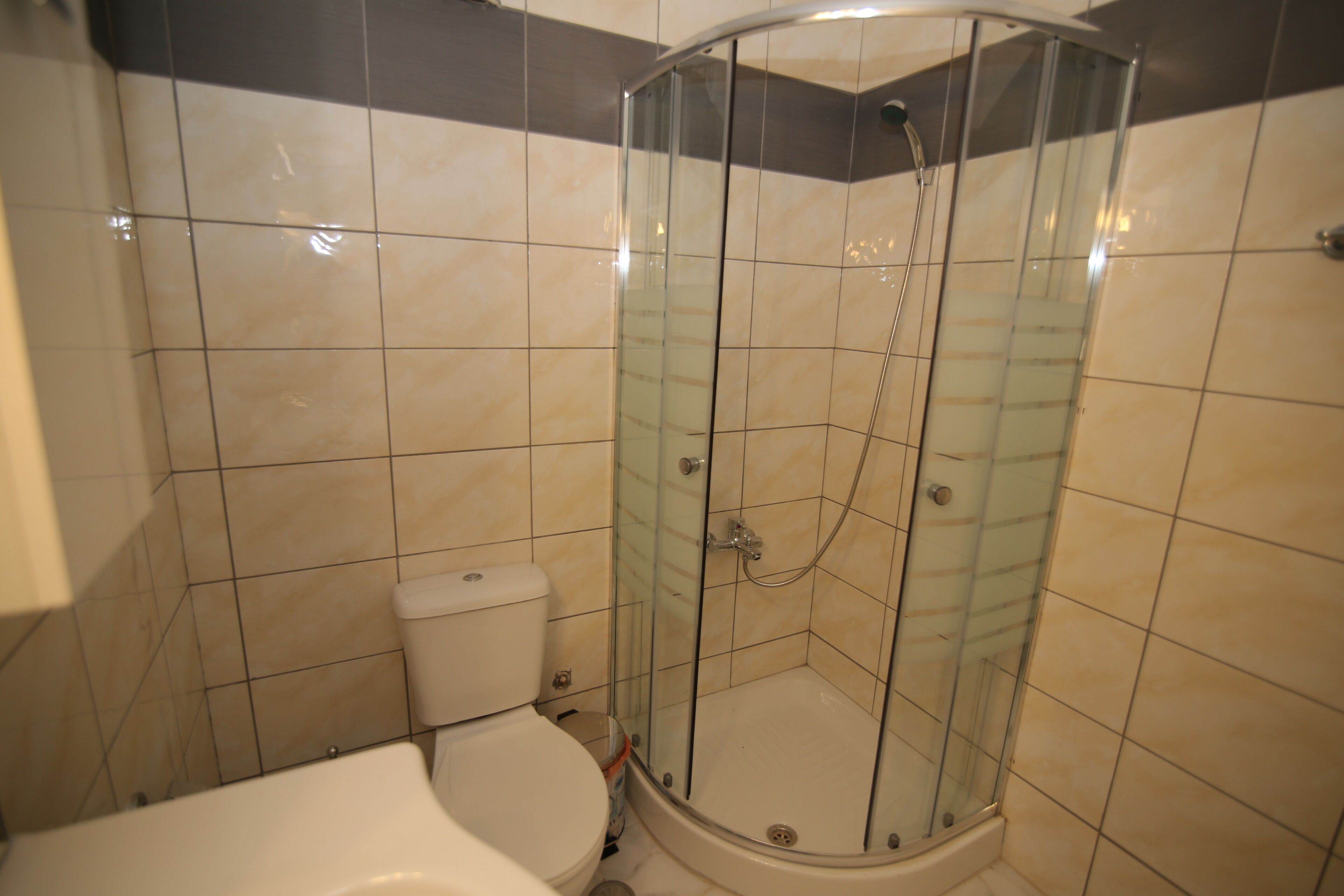 Combined shower/tub, jetted tub, hair dryer, towels
