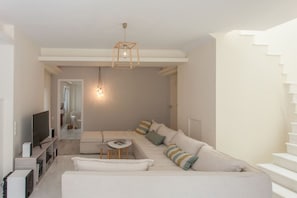Smart TV, fireplace, video games, DVD player