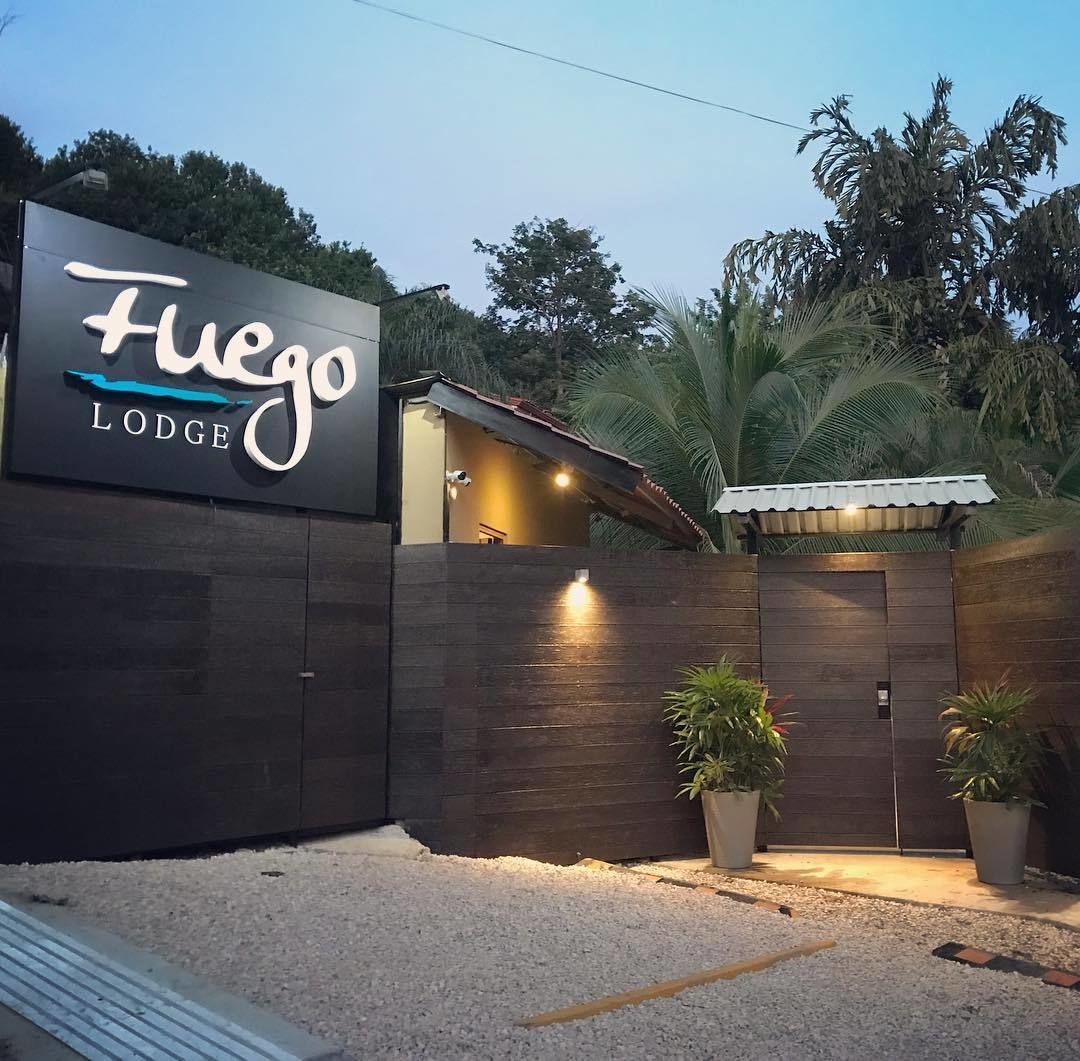 A building with a sign reading "Fuego Lodge".