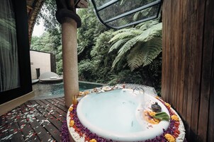Grand One Bedroom River Side Villa with Private Pool | Bathroom | Separate tub and shower, rainfall showerhead, free toiletries