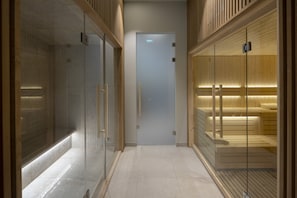 Sauna, steam room, body treatments, body scrubs, facials