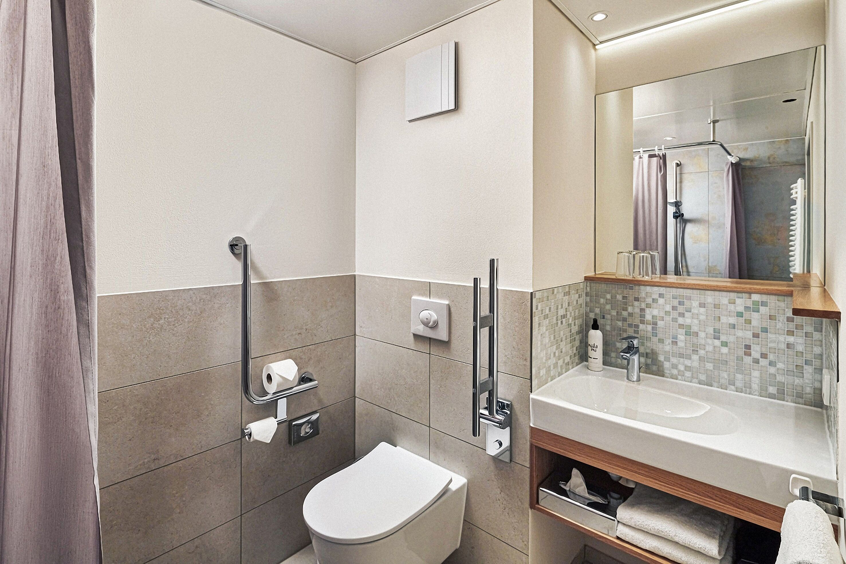 hoernle double room | bathroom | shower, hair dryer, towels, soap