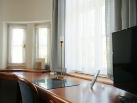 Comfort Double Room | In-room safe, desk, laptop workspace, blackout drapes