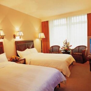 Habitación estándar con 2 camas individuales | Caja de seguridad en la habitación, escritorio y cortinas blackout 