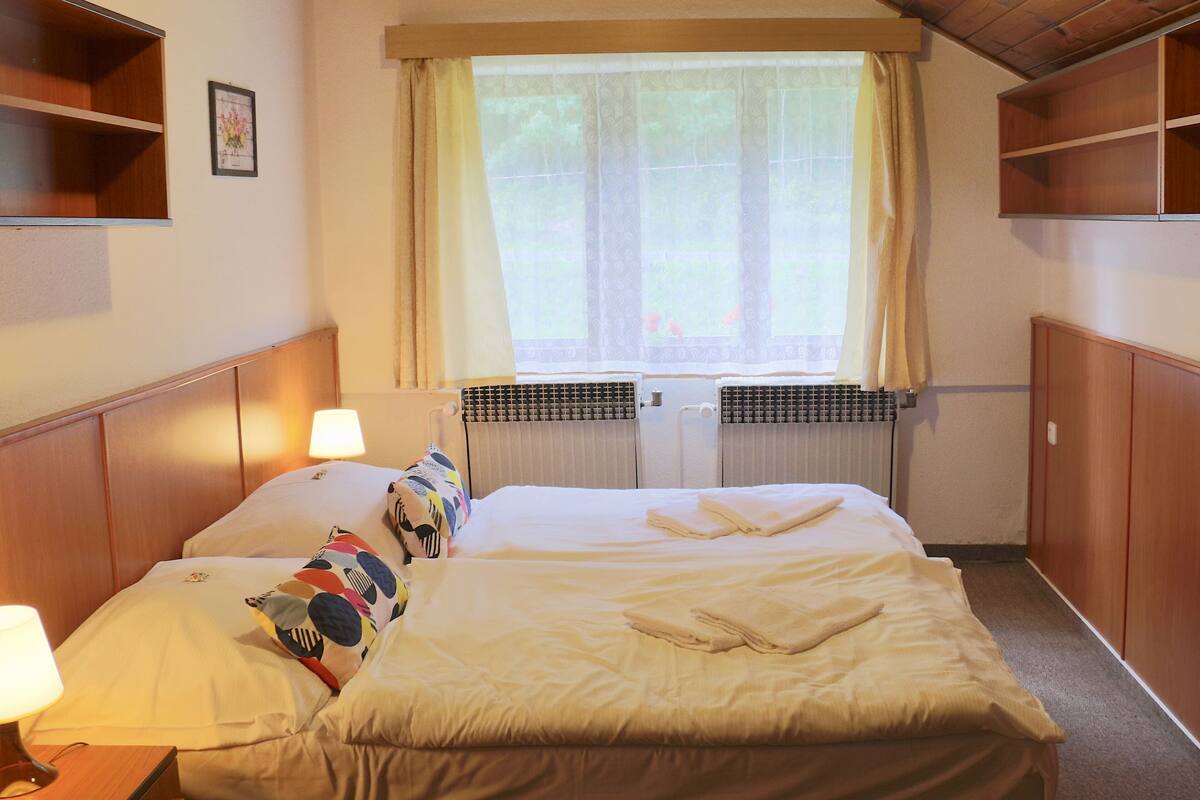Camera Economy con letto matrimoniale o 2 letti singoli | Postazione laptop, tende oscuranti, Wi-Fi gratuito, lenzuola