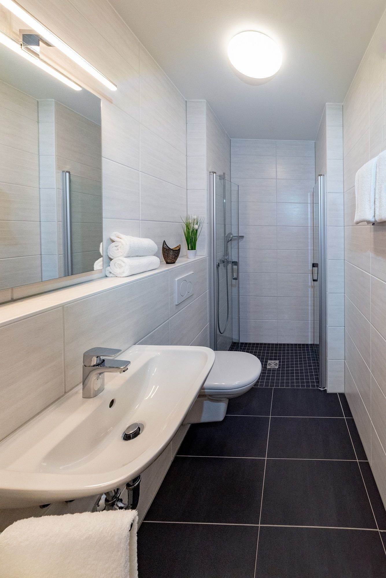 Deluxe-Studio | Badezimmer | Dusche, Haartrockner, Handtücher, Seife