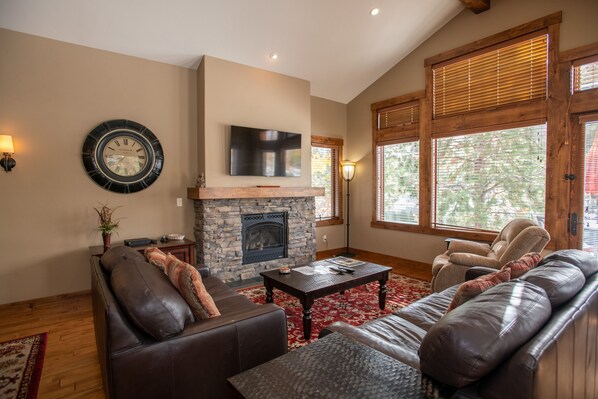 Televisión, chimenea, reproductor de DVD y tenis de mesa 