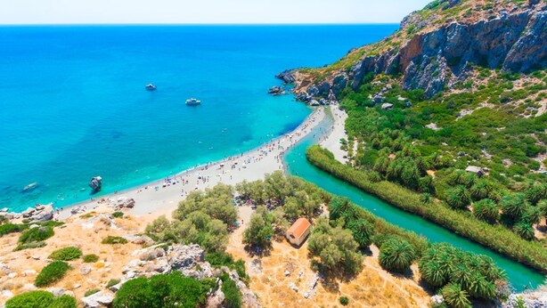 A coastal landscape with a beach, clear blue waters, and rocky terrain. - Calergi 15: Boutique Resort 1BDR/1LVR Apt- Pool/Rooftop/Nature/Sunset/Rethymno (Ατσιπόπουλο)