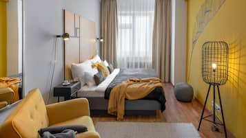 Apartemen, 1 kamar tidur, teras | Seprai antialergi, brankas, dan didekorasi berbeda-beda