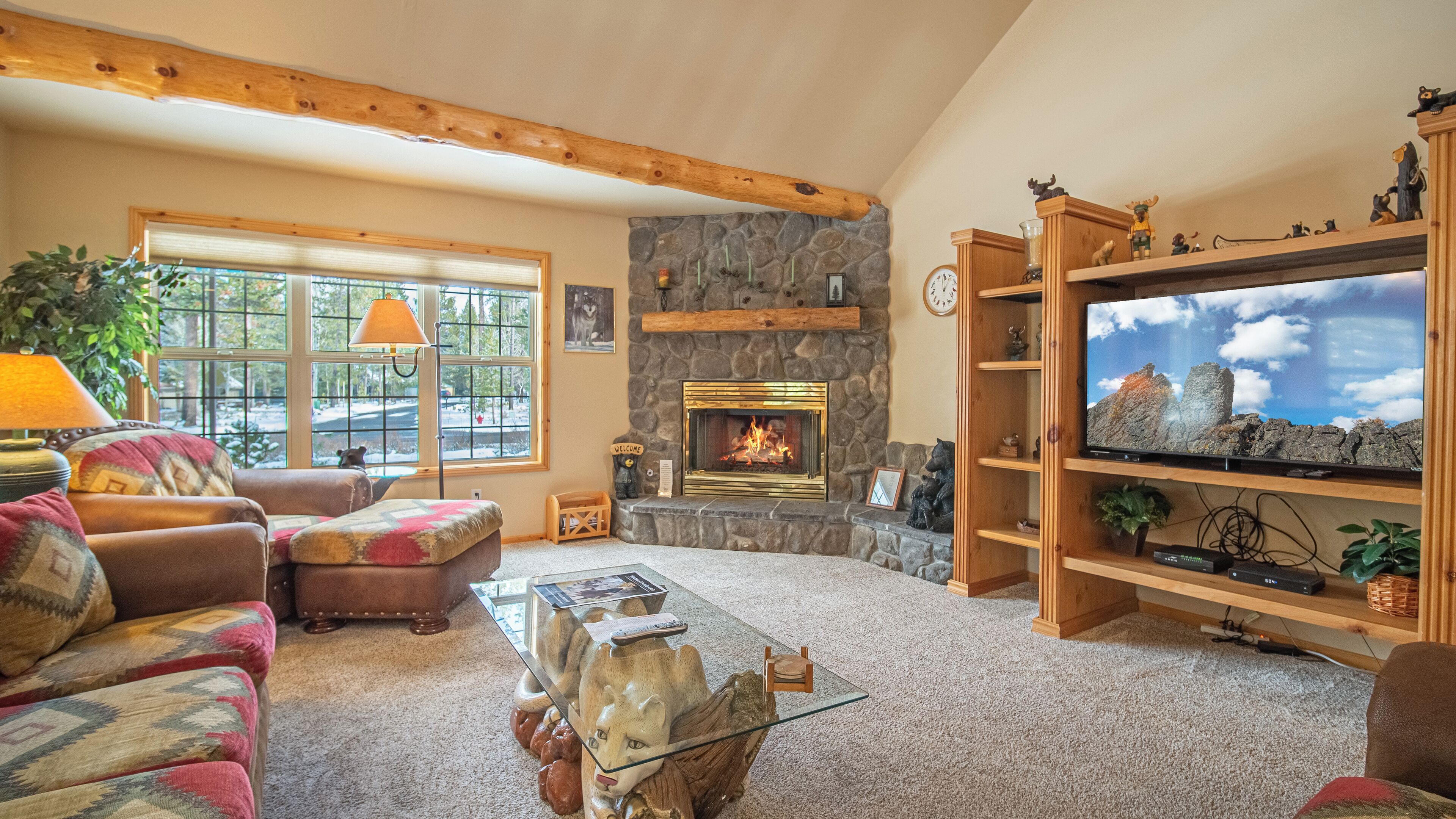 TV, fireplace, stereo