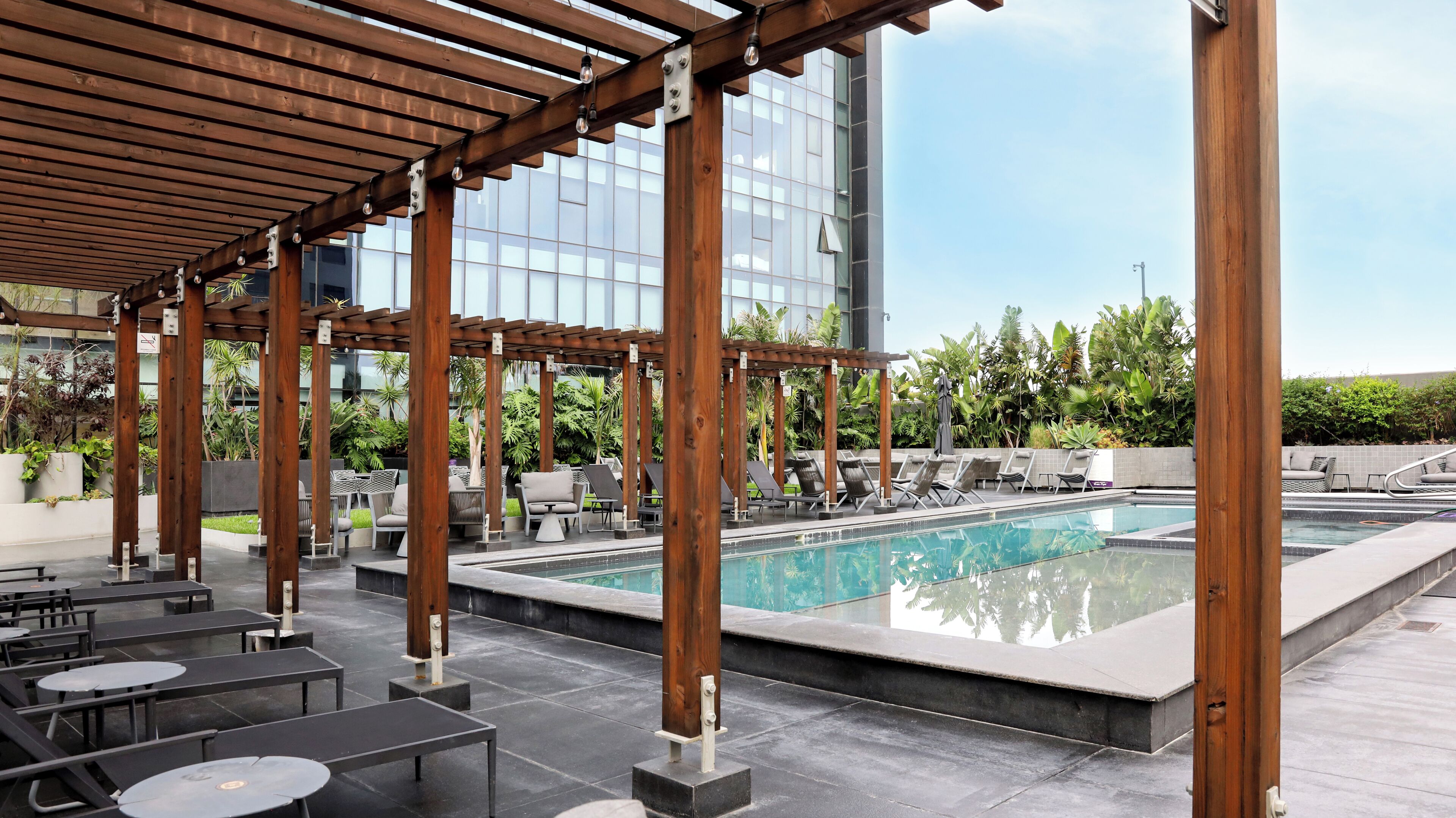 Outdoor pool, open 9:00 AM to 9:00 PM, sun loungers