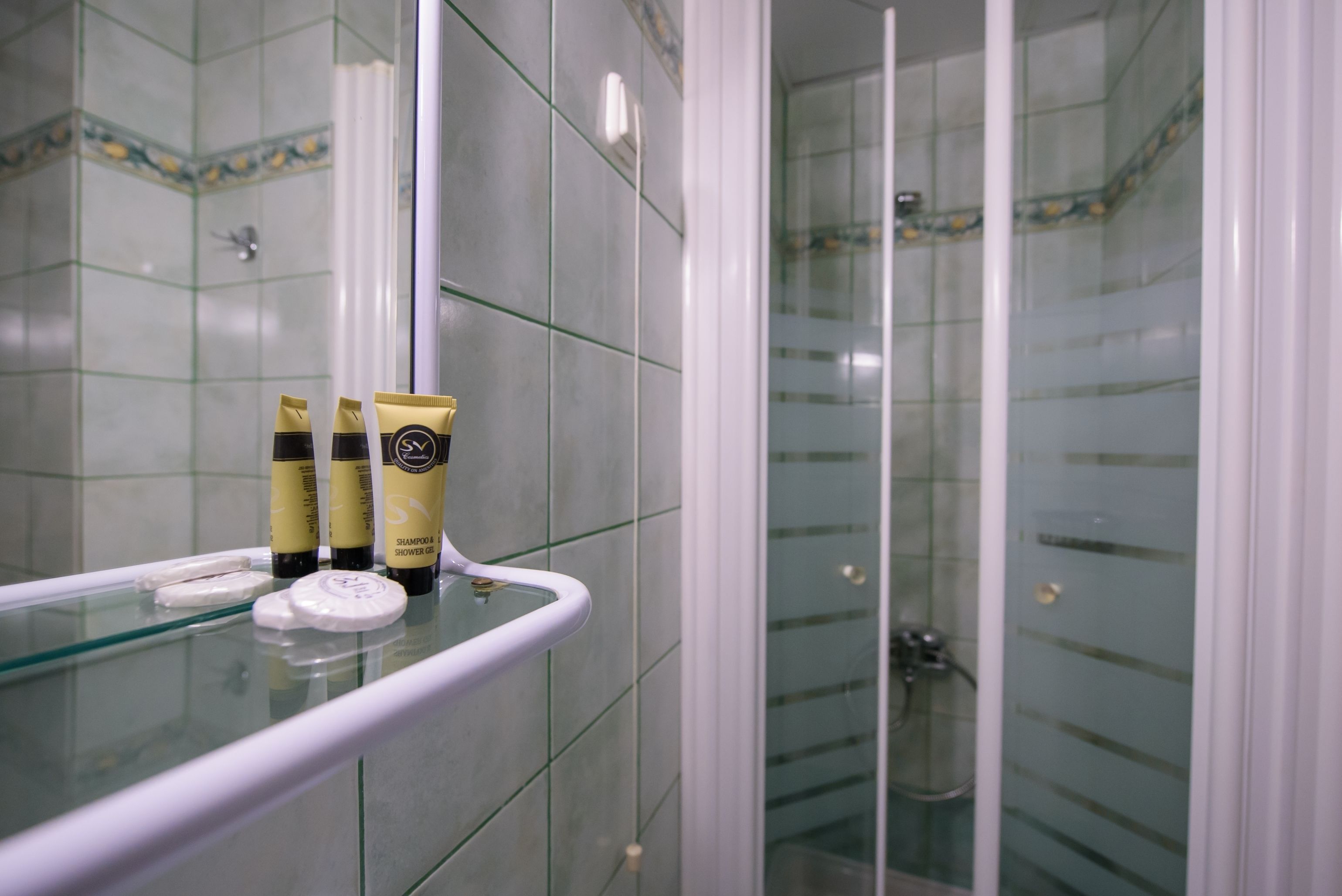 standard double or twin room, lake view | bathroom | shower, free toiletries, hair dryer, towels