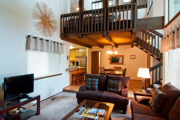 Télévision, cheminée, lecteur de DVD