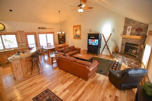 TV, fireplace