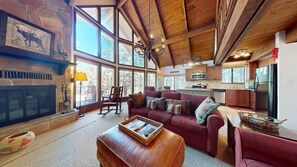 Living area - Wrap-Around Deck | Fireplace | Ward Cabin (Angel Fire)