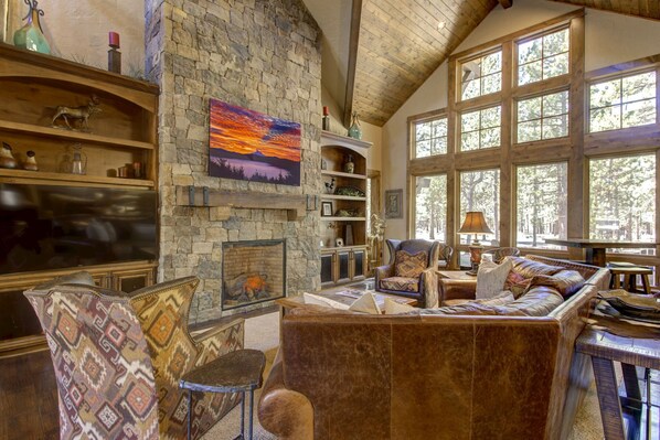 TV, fireplace, DVD player, foosball