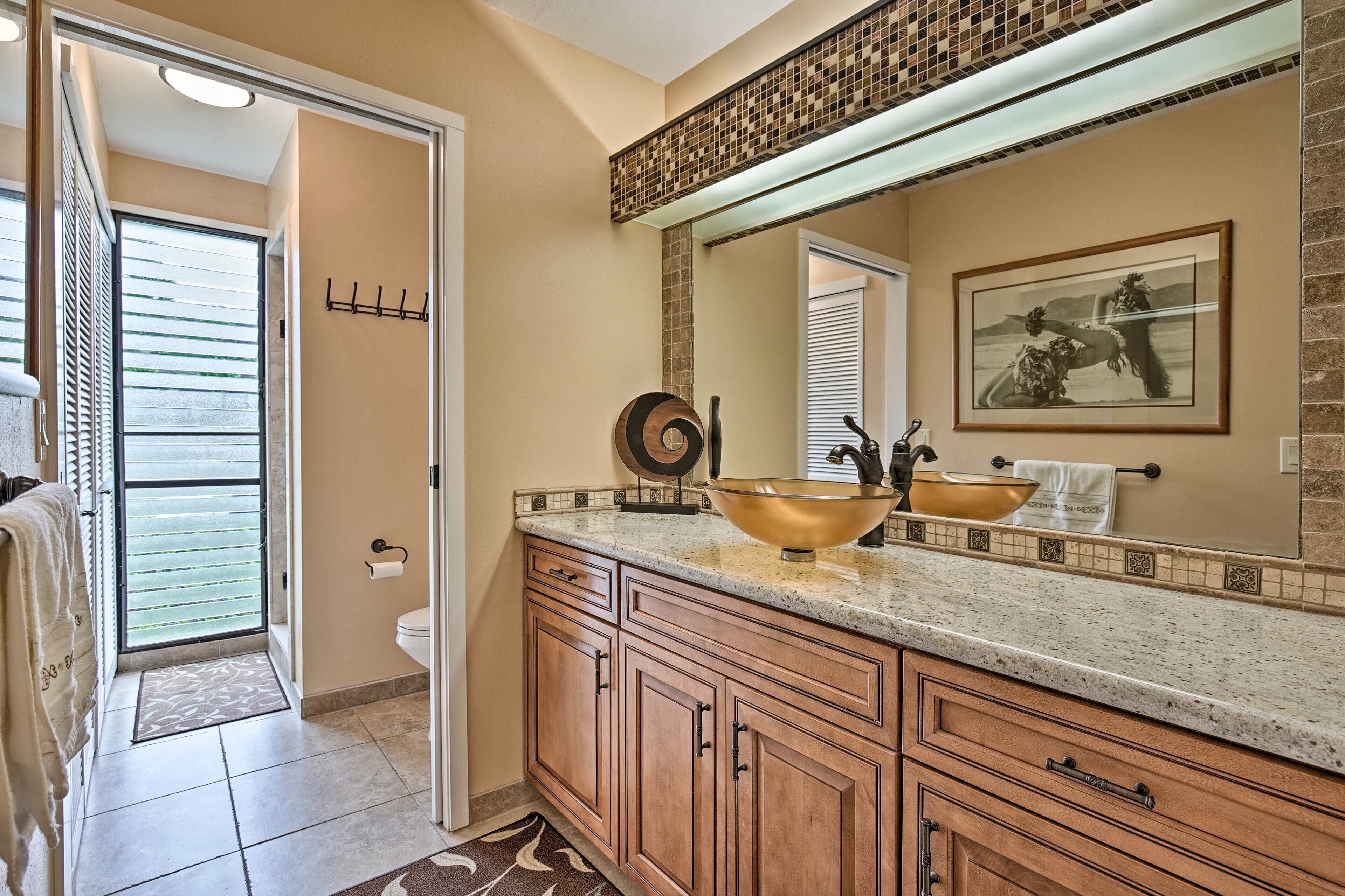 Free toiletries, hair dryer, towels