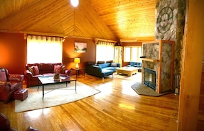 TV, fireplace, DVD player, table football
