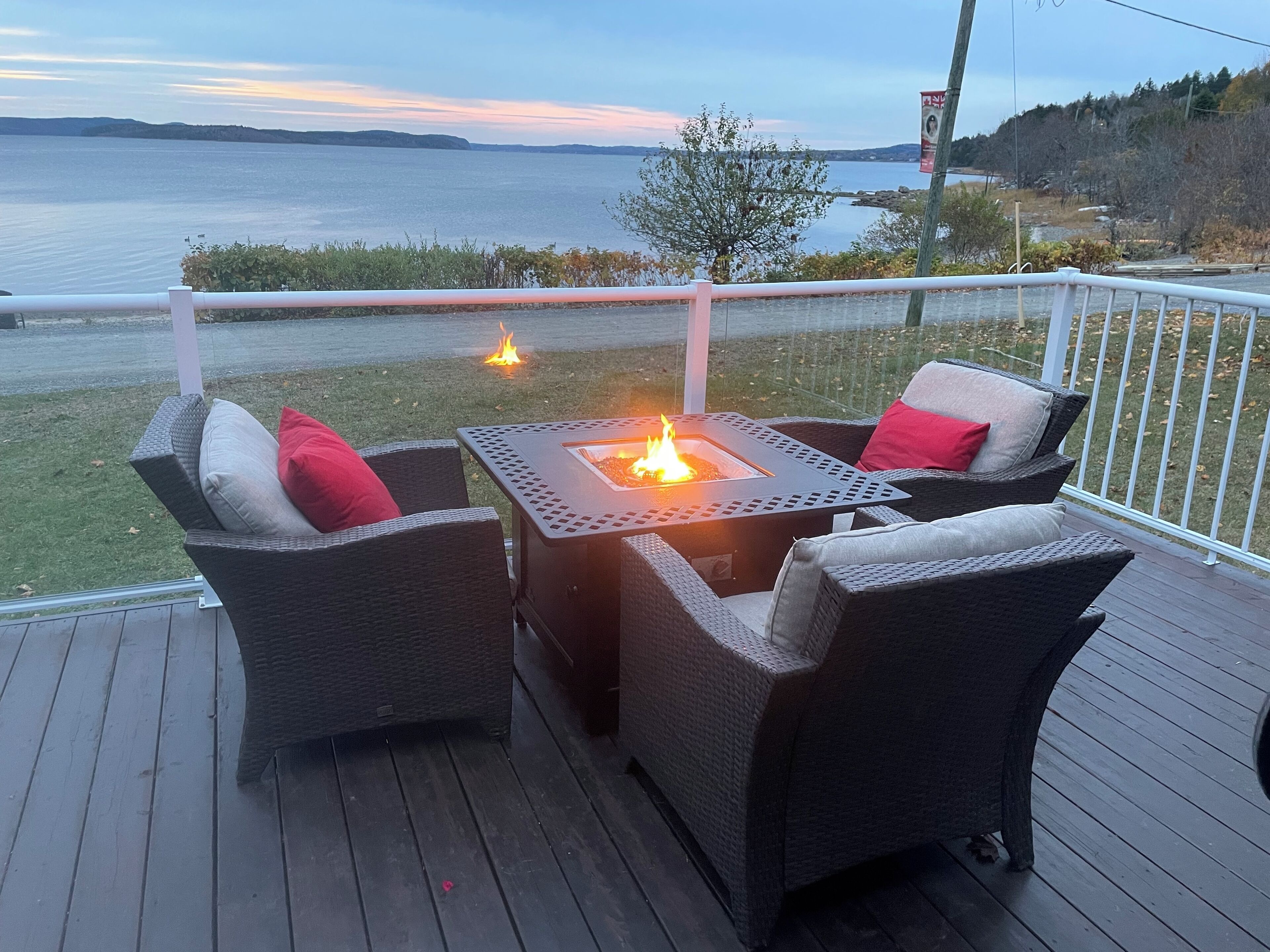 Back patio with barbecue and seating area