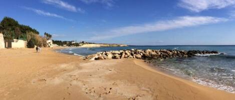 On the beach, beach towels