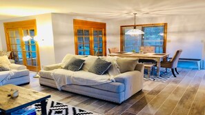 Smart TV, fireplace, video games, table football