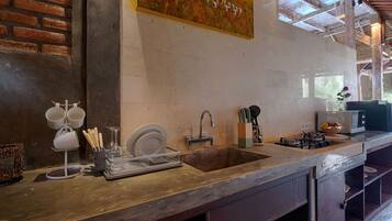 Honeymoon Villa, 1 Bedroom, Pool View | Private kitchen | Fridge, microwave, stovetop, dishwasher