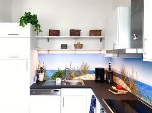 Fridge, microwave, oven, dishwasher