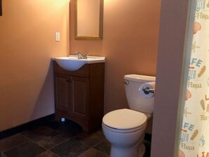 Shower, towels, toilet paper