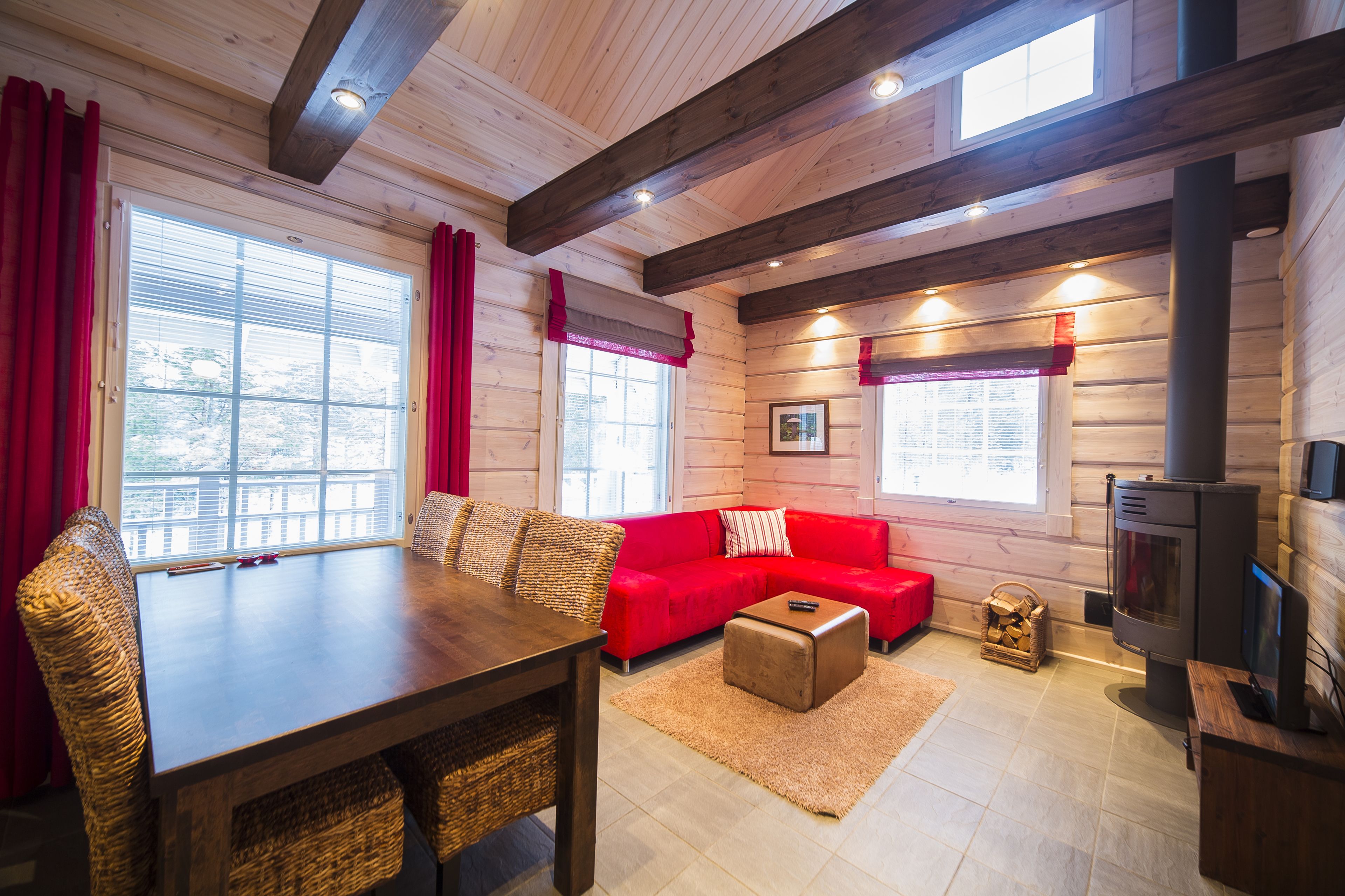 Comfort Chalet, Sauna, Courtyard View | Living room | Flat-screen TV, fireplace
