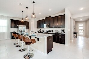 Fridge, microwave, oven, dishwasher