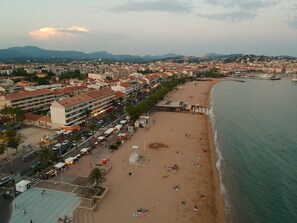 On the beach, beach towels