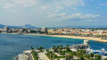 On the beach, beach towels