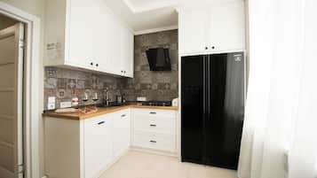 Apartment, 1 Bedroom | Private kitchen | Fridge, microwave, stovetop, electric kettle