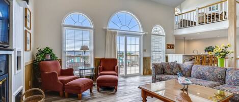 TV, fireplace, DVD player, stereo